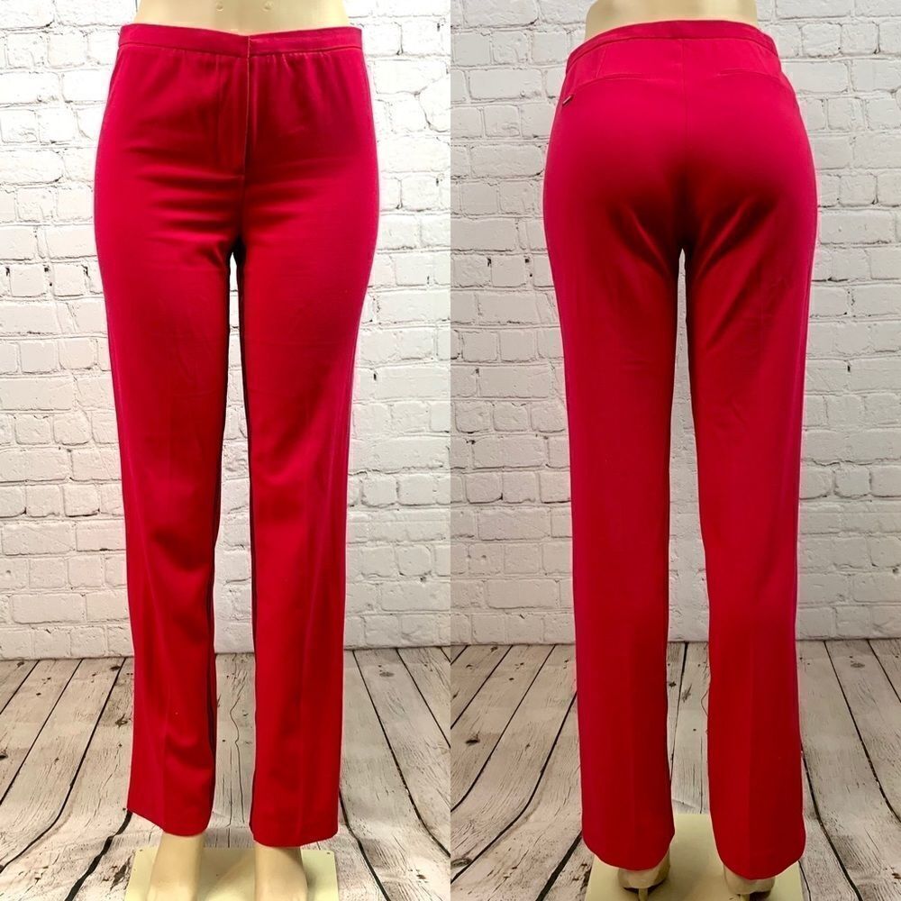 TAHARI Theora Berry Red Tuxedo Stripe Trouser Pant